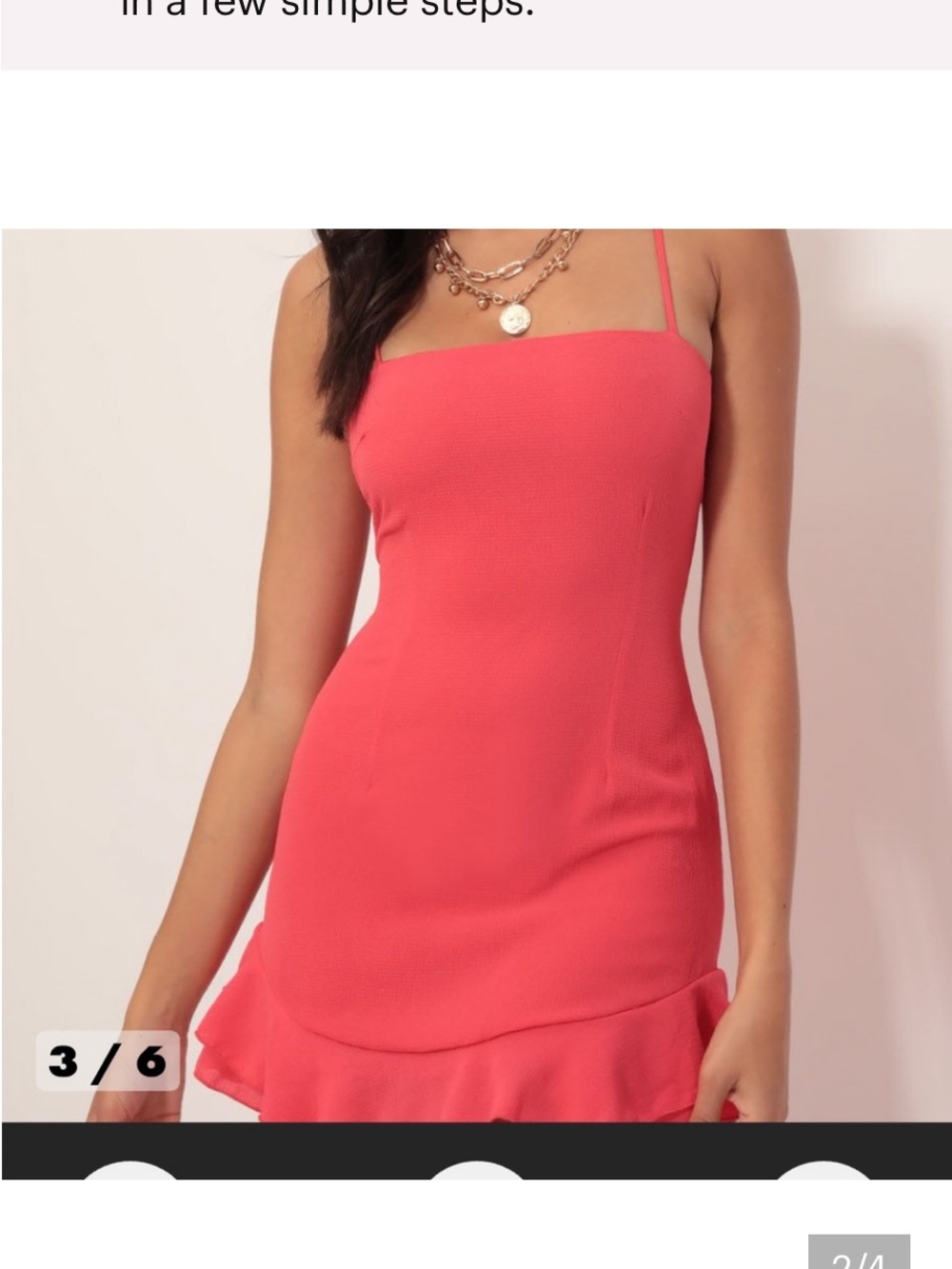 Lucy in the Sky Coral Square-Neck Mini Dress with Ruffle Hem